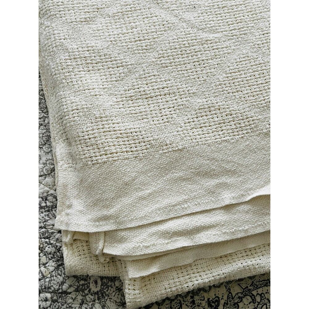 White Cotton Waffle Weave Blanket King USA WPL 1675 Vintage Diamond 25 Beacon ? - Picture 4 of 16